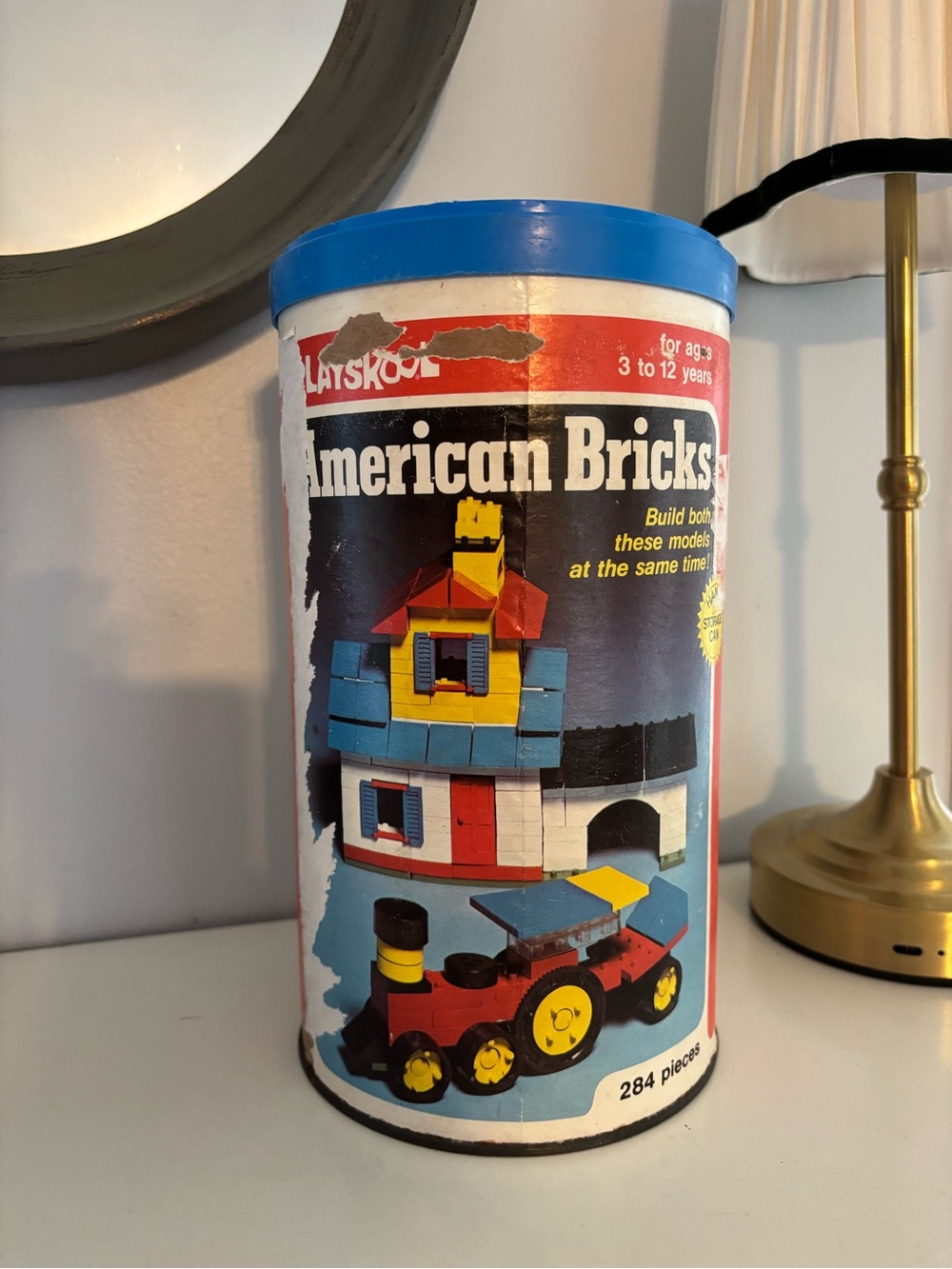 American Bricks Kids Building Set - vintage 1976 Blue/Red/Yellow